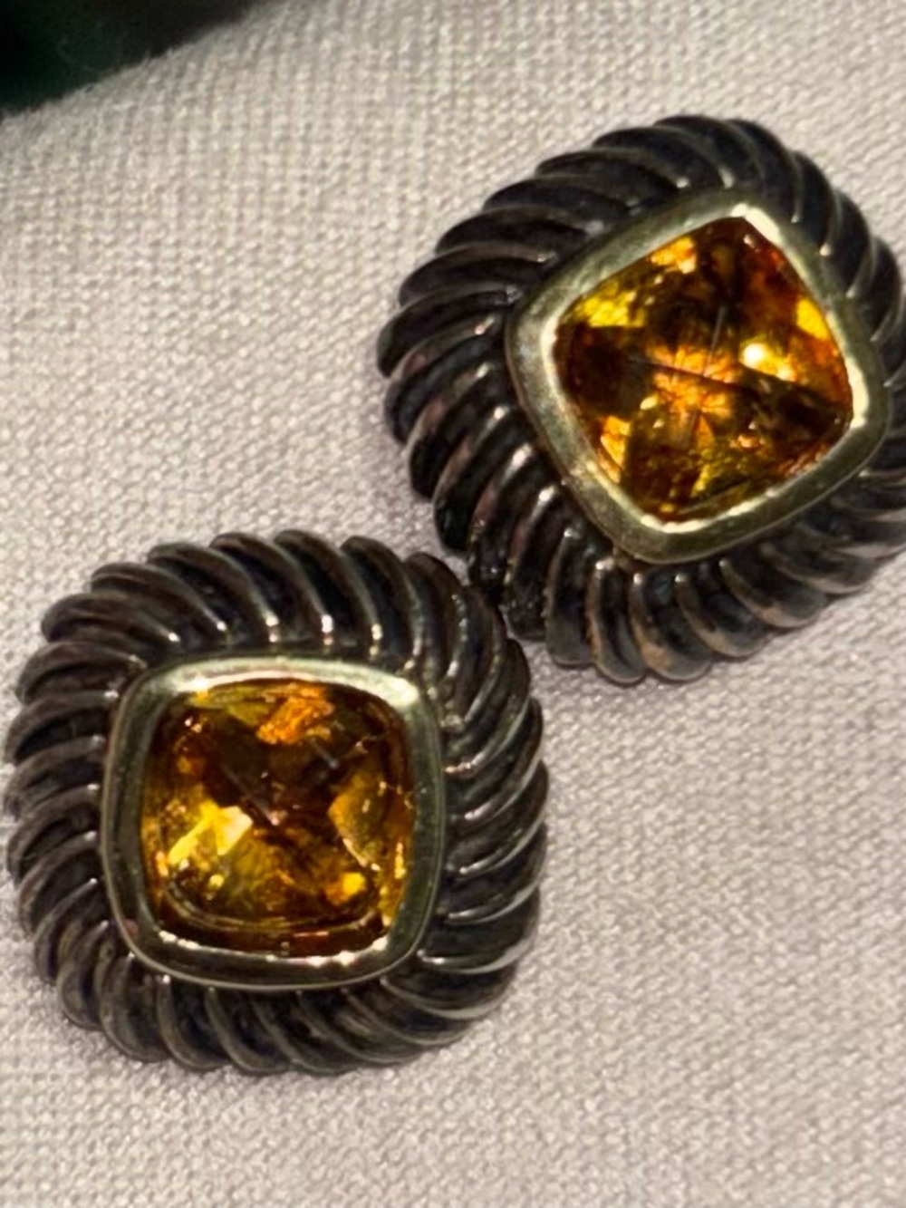 David Yurman Albion cable stud earrings (lemon citrine version)